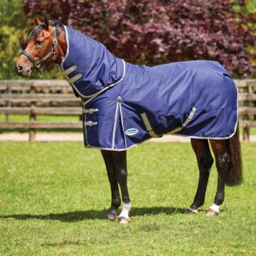 WeatherBeeta ComFiTec Essential Detach-A-Neck Lite Plus Weidedecke 50g, Navy/Silver/Red