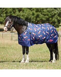 WeatherBeeta Saxon 600D Pony Standard Neck Medium Weidedecke 180g, Blue Unicorn Print